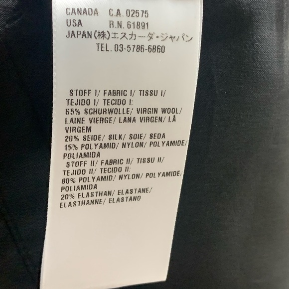 Escada Wool Mesh Sleeve Knee Length Black Sheath Cocktail Dress - Picture 9 of 16